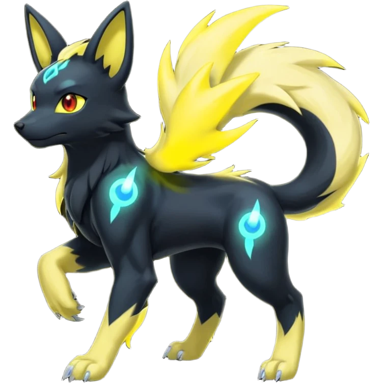 Manectric-Electrike-Auroras-Umbreon-Draco-Fakémon-hybrid-creature (full body), 4 legs emoji