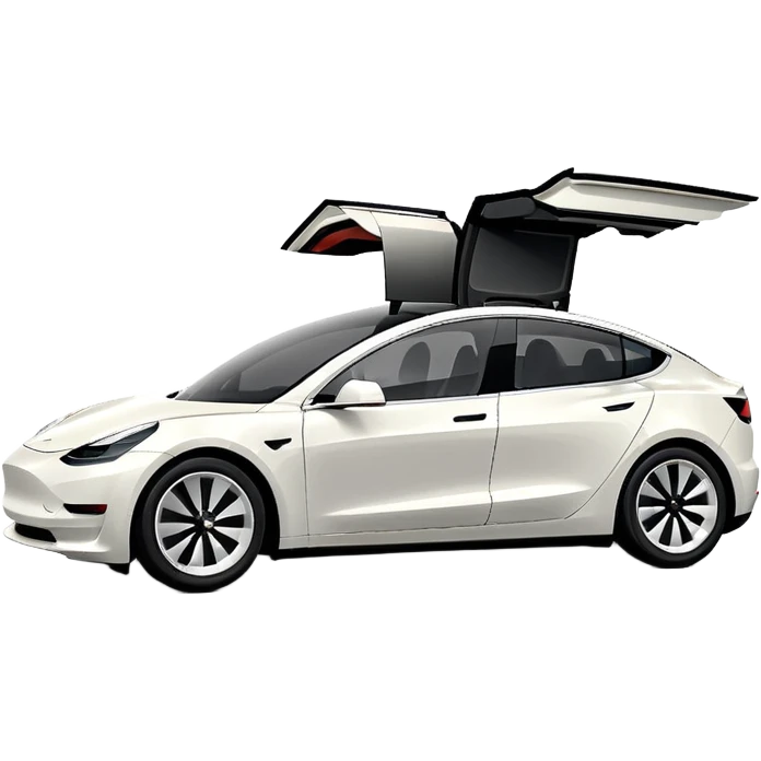 Tesla model 3 white. Icon. In a hurry. No wings  emoji