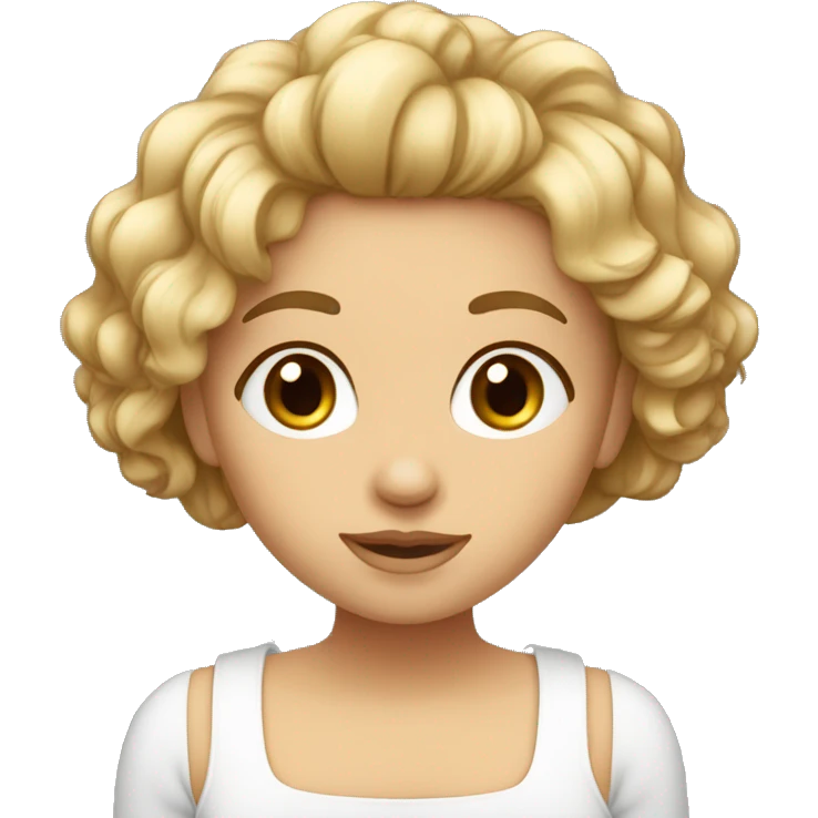 Fille aux cheveux courts et blanc qui fait un bisous emoji