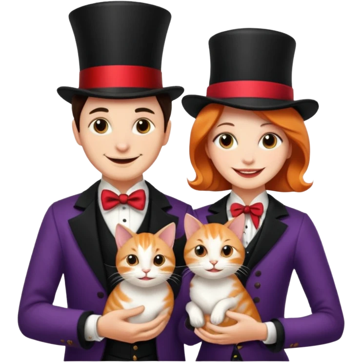 magician couple and their pet cat emoji
