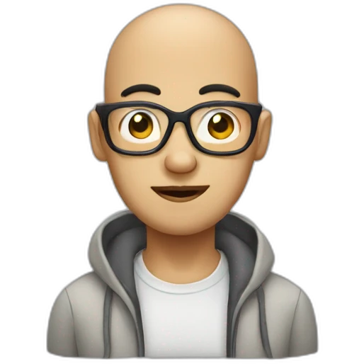 severe hair loss chineseman with eyeglasses emoji