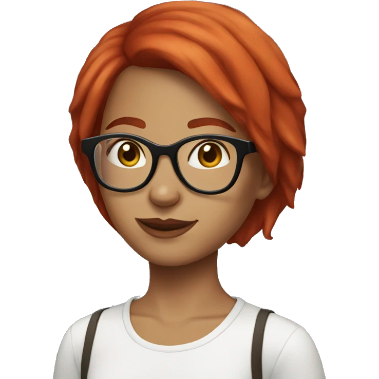 Girl short red hair round glasses emoji