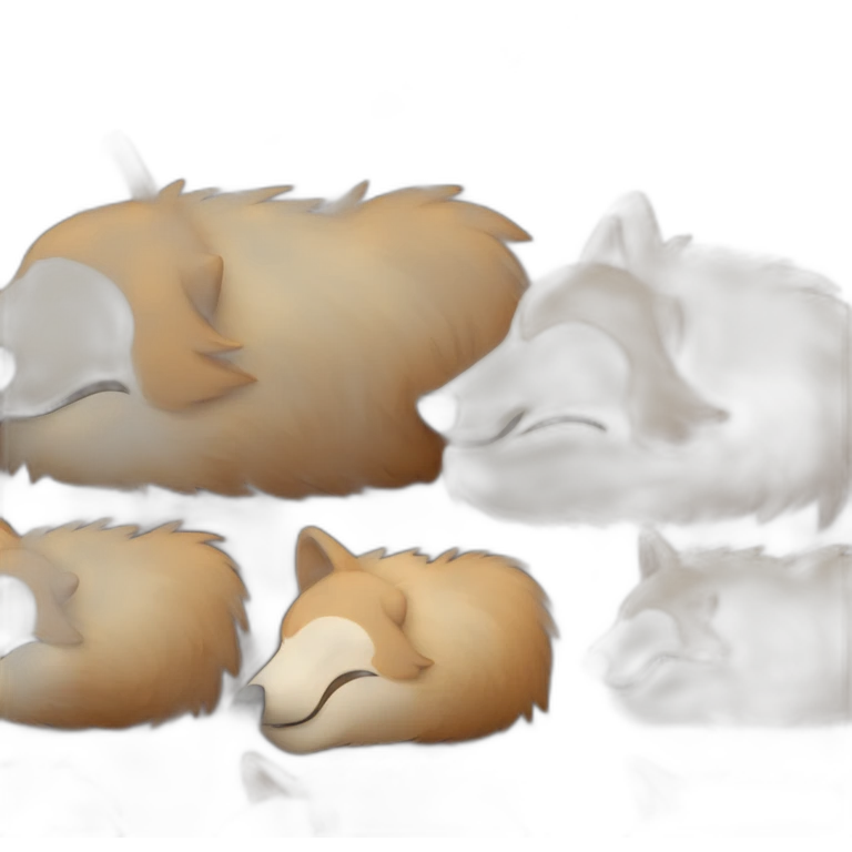 Brown cute Wolf furry sleeping emoji