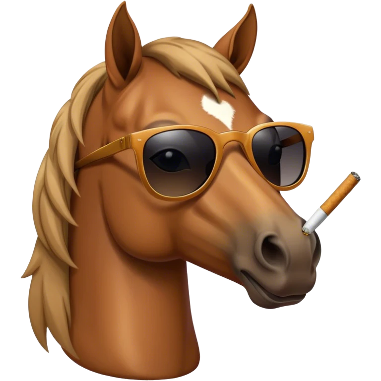 A horse with sunglasses smokinga cigarette  emoji