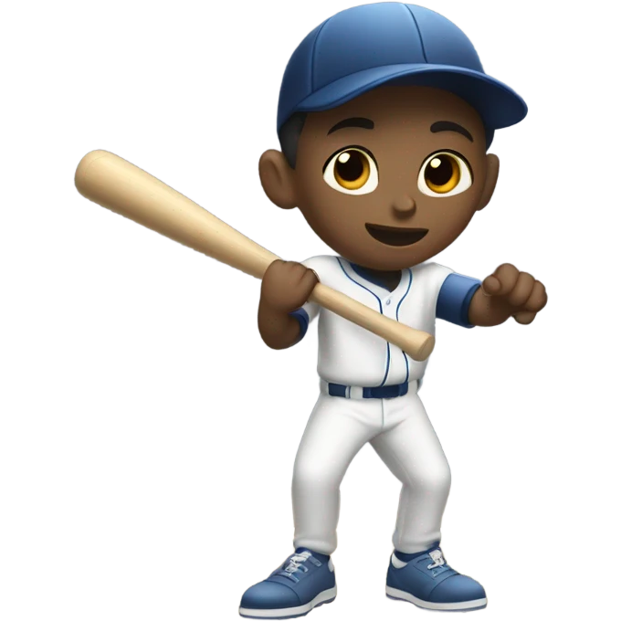 Little boy with baseball bat striking out  emoji