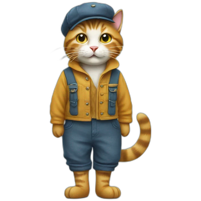 hackney cat with trousers and Fishermans cap emoji
