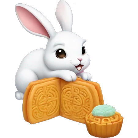 rabbit eat moon cake with galaxy emoji