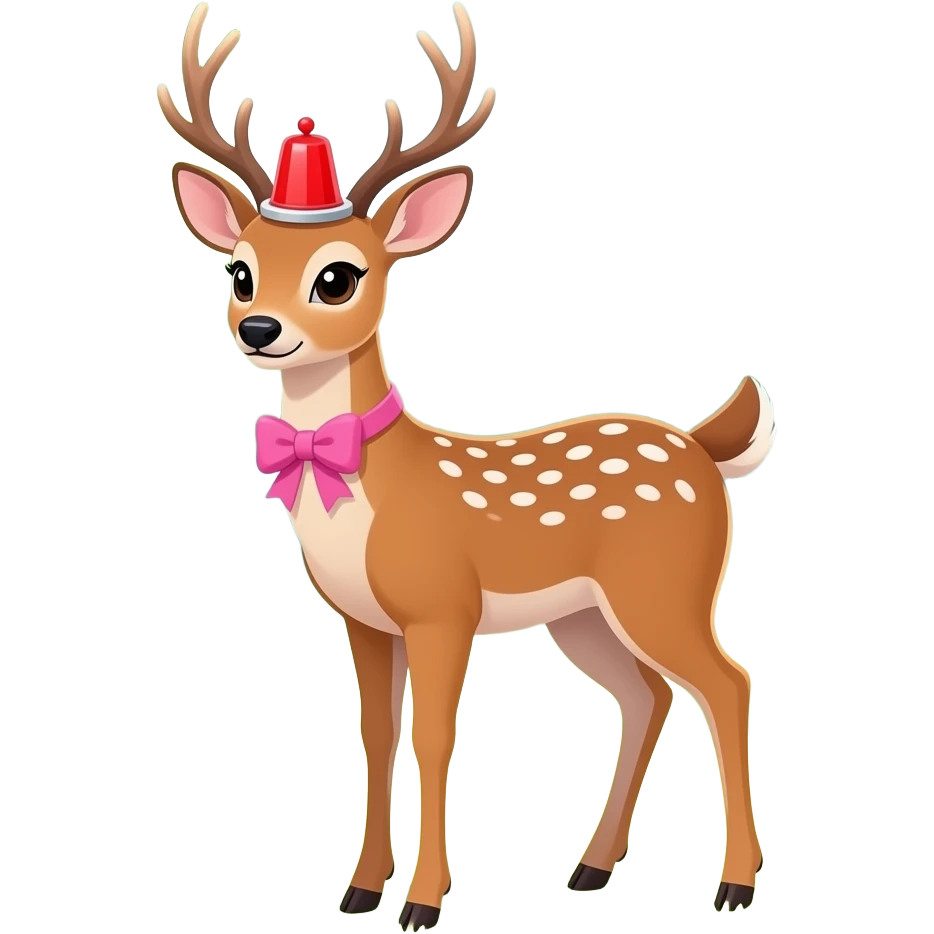 female deer with a pink bow and a red emergency siren on the head emoji