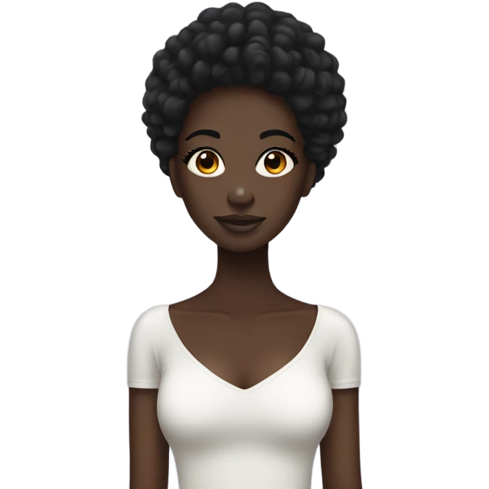 Darkskin girl with lashes and 4C hair emoji