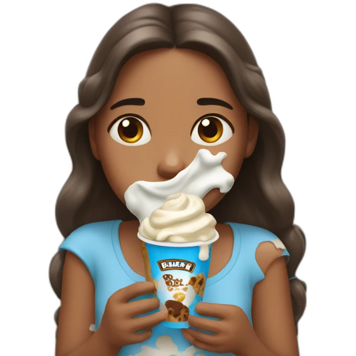 Girl crying with ben and Jerry in a hands  emoji