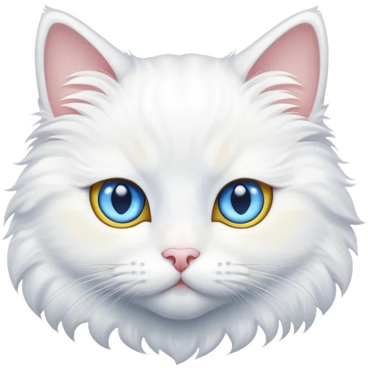White cat with one blue & one yellow eye emoji