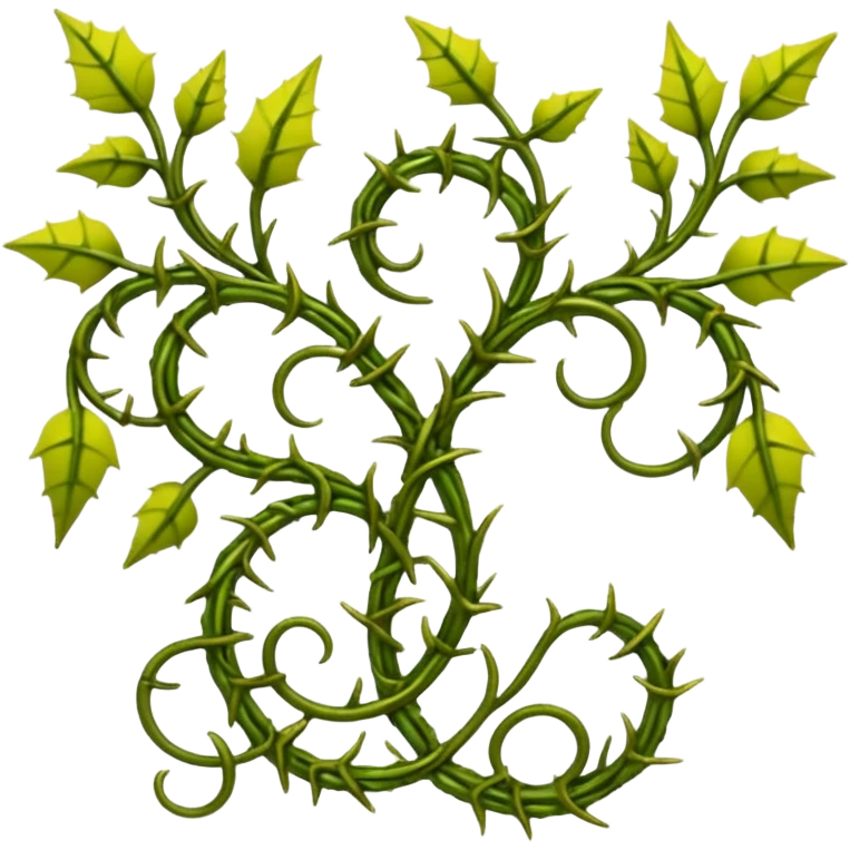 green filigree vines with thorns sprouting from the ground, 3D, extremely detailed, earthy color palette, yellow green and brown tones emoji