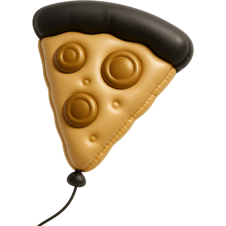 plushie style slice of pizza, balloon style, shiny and puffy emoji