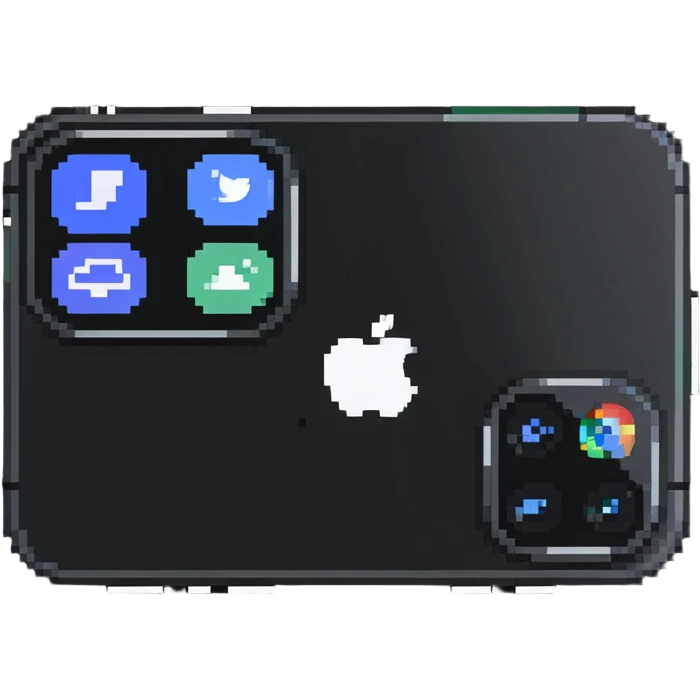 iPhone 15 Pro with triple camera system and dynamic island emoji