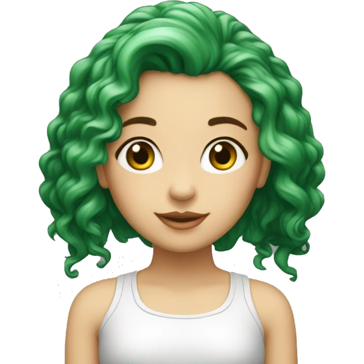 menina branca, olhos verde, cabelo ondulado, ruivo emoji