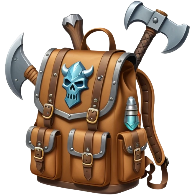 fantasy rpg backpack with axe emoji