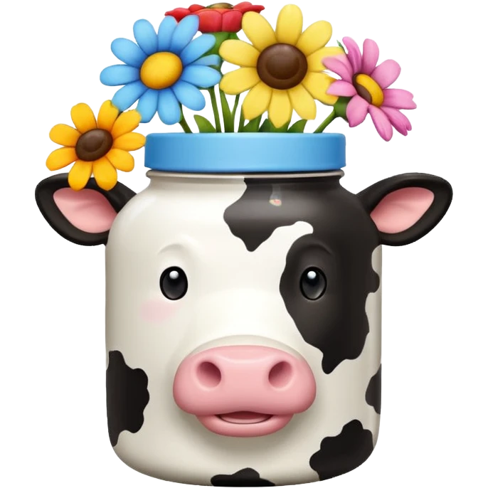 Cow print jar with flowers emoji