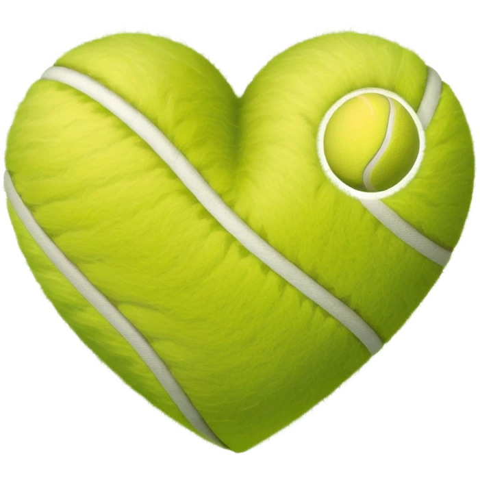 heart made of tennis ball material with green fuzzy texture and white curved lines emoji