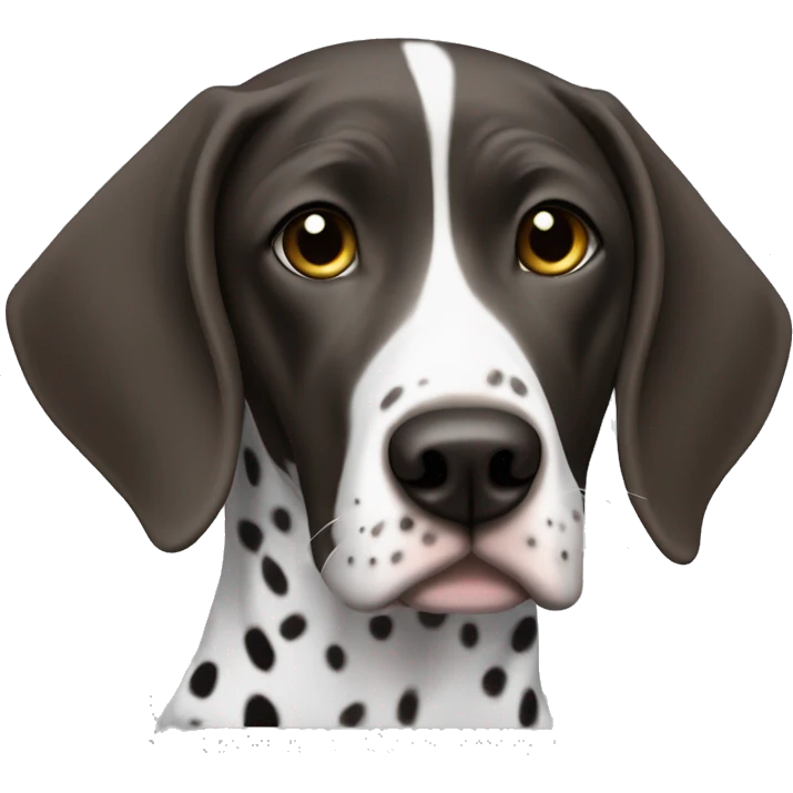 white with black spot german short haired pointer wearing a hoodie emoji
