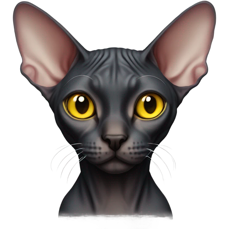 Cat sphynx black with yellow eyes  emoji