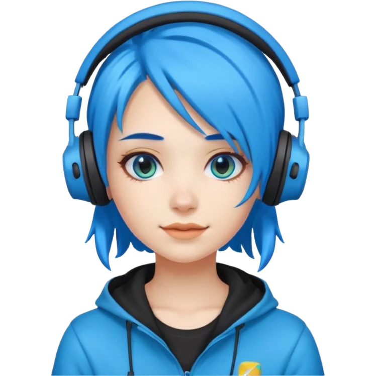 Girl gamer with neon blue hair










 emoji