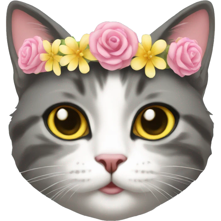 flower tiara on cat emoji