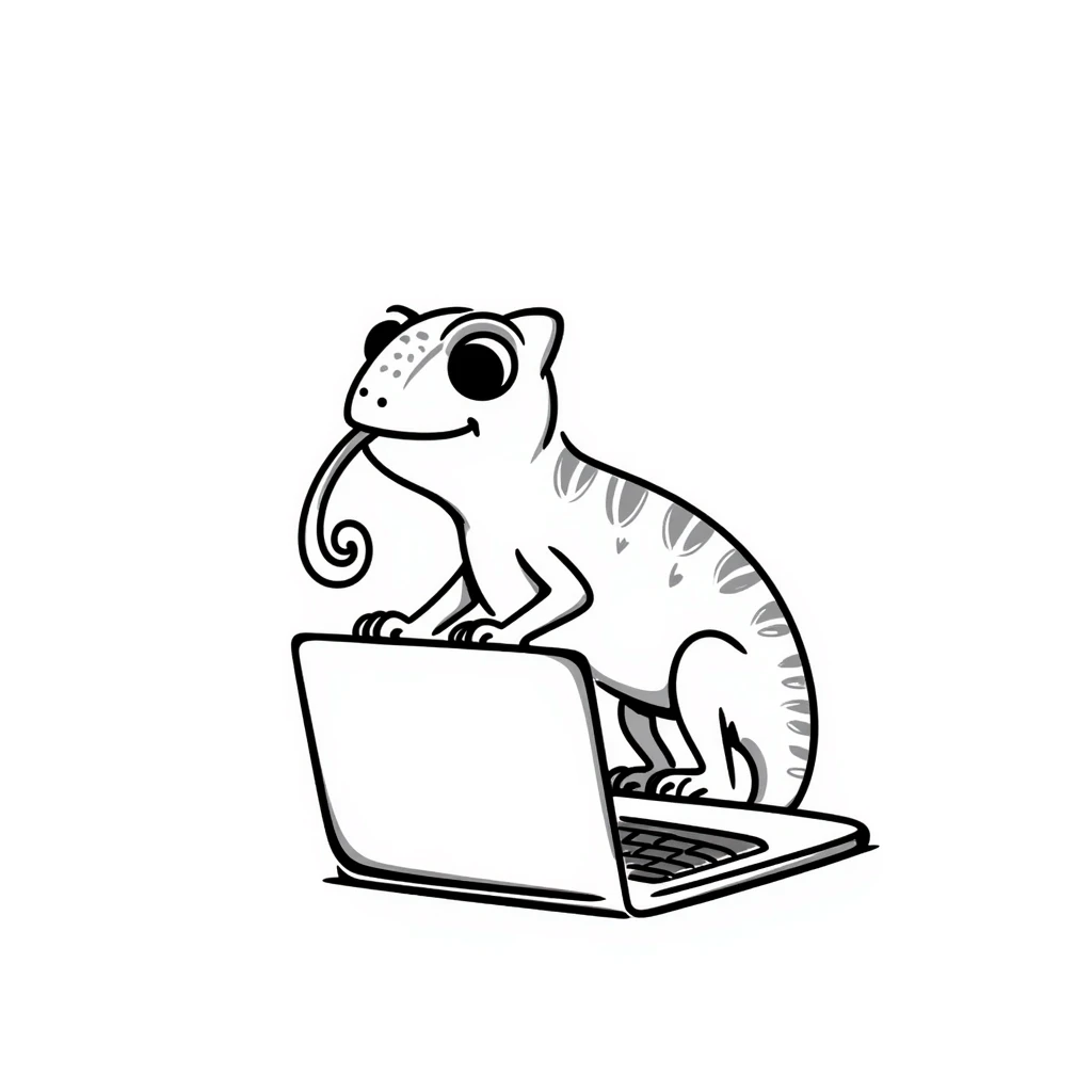 chameleon typing on laptop emoji
