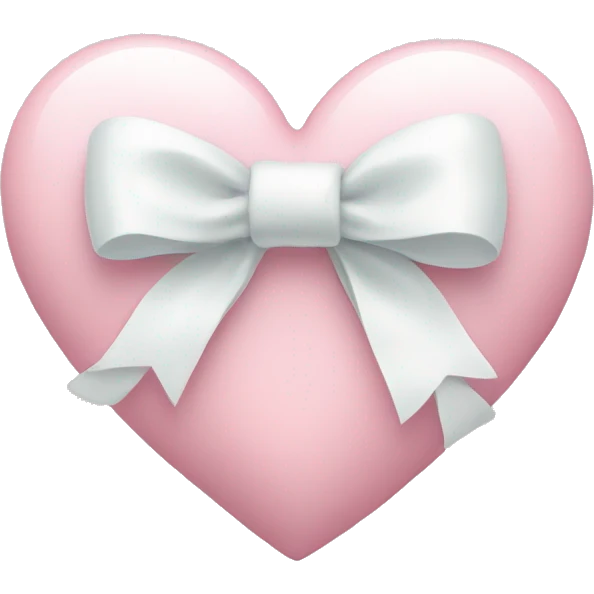 Pastel pink heart with white bow emoji