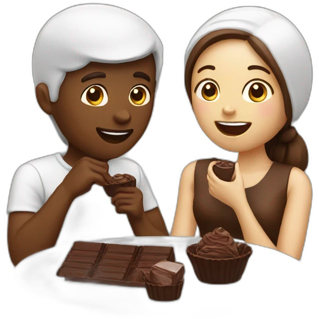 white couple eating chocolat emoji