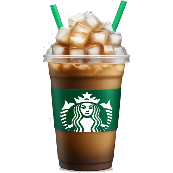 Starbuck ice coffee with ice cubes emoji