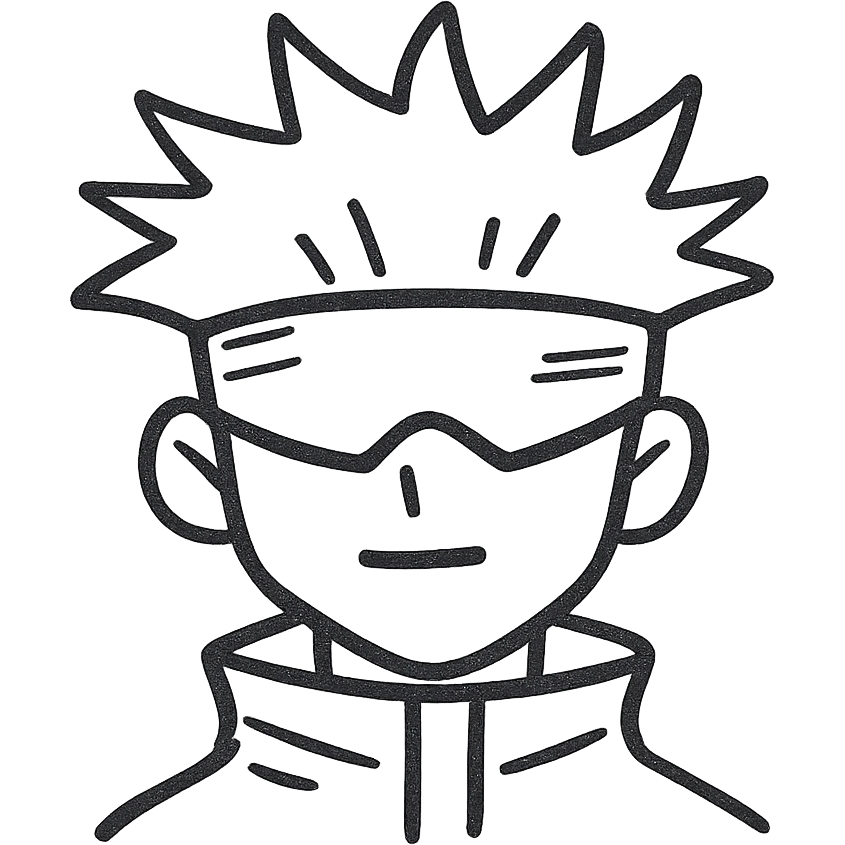 Gojo Satoru icon, simplified features, bold outline, flat color emoji