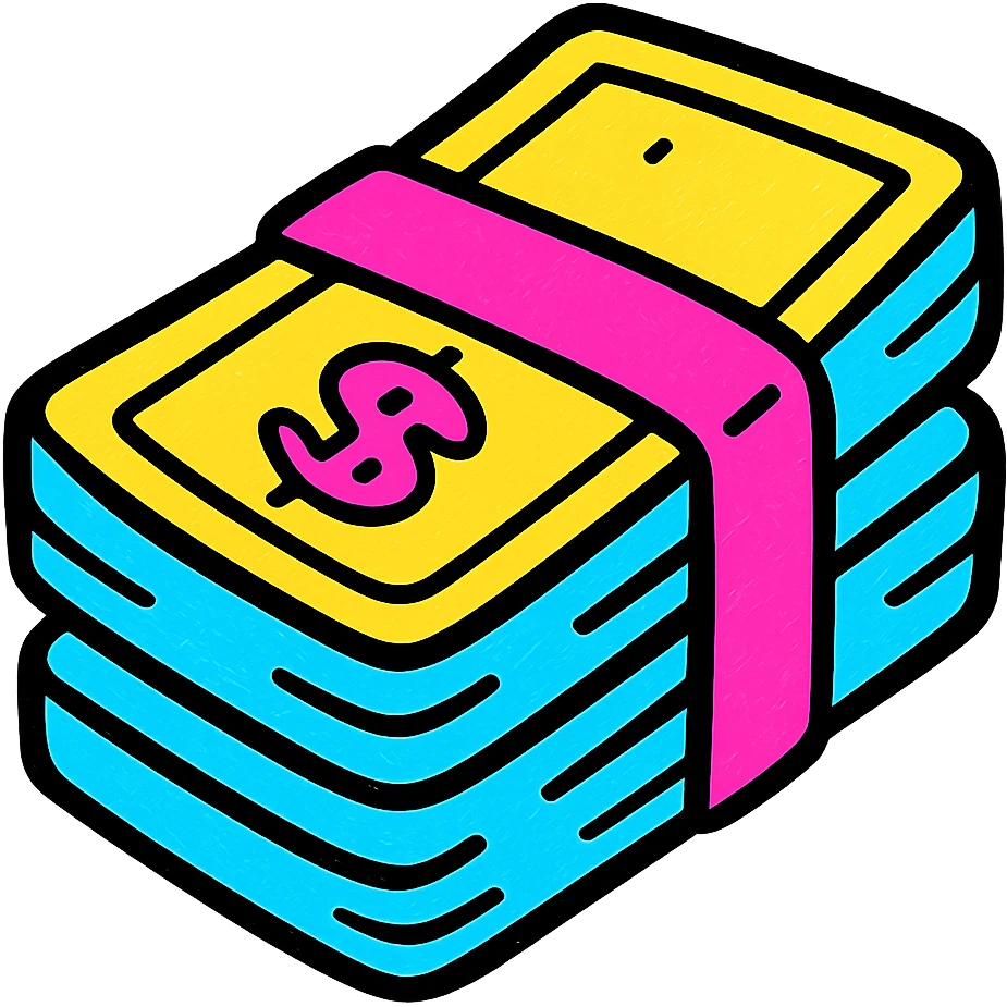 stack of money, professional style, green gold and white color scheme, bold and clear, suitable for digital use emoji