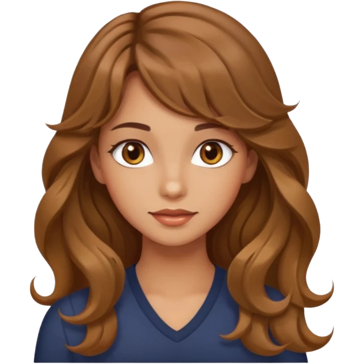 beautiful girl with wavy long hair and side-swept bangs, tan skin, and hazel eyes emoji