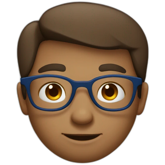 Garcon brun avec de lunettes bleu emoji
