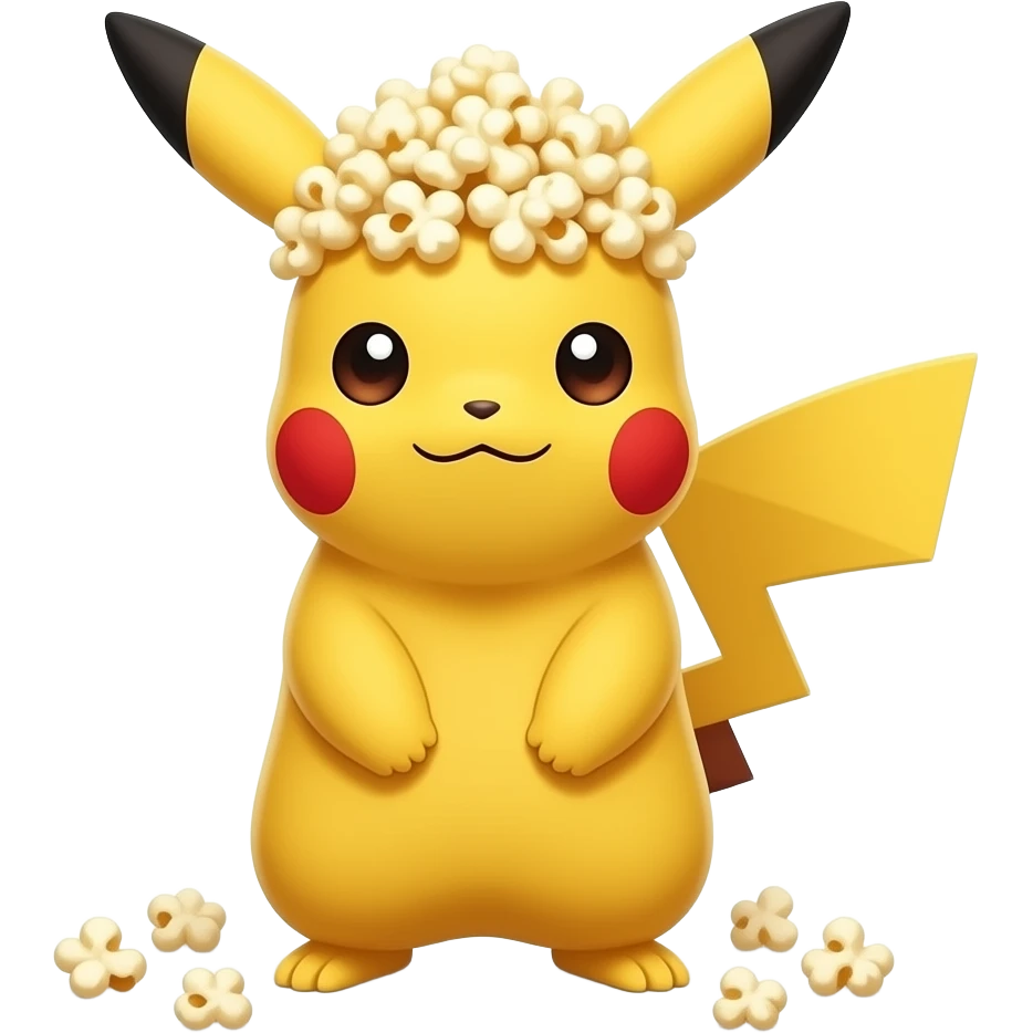 Pikachu qui a la tête dans du pop corn au cinéma emoji