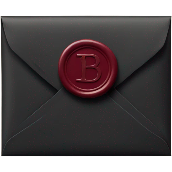 black envelope with burgundy wax seal emoji
