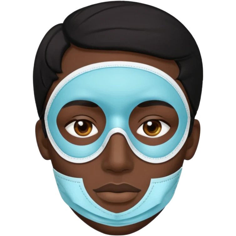 black hair man, Skincare  face mask , alovera on eyes emoji