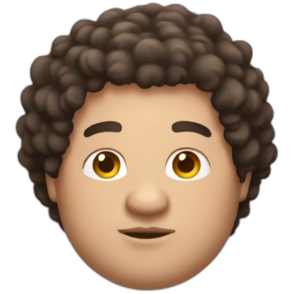 fat brunette man with fluffy hair emoji