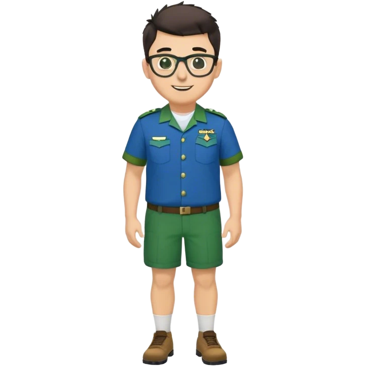 Full Body heavy white male with dark short spike hair basketball player wearing glasses wearing blue green uniform smiling emoji