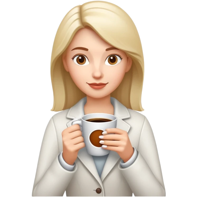 generate realistic detailed girl with cup of coffee in hand in 3d style emoji