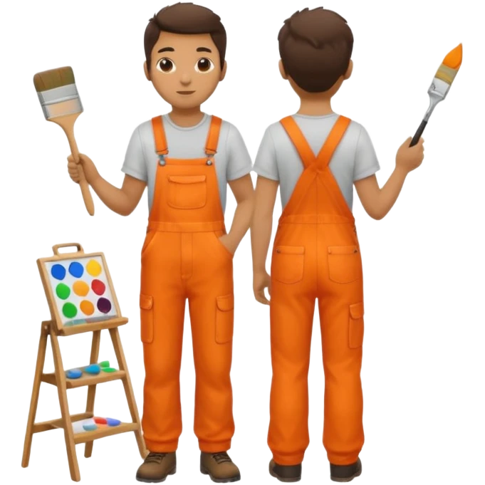 painter in orange overalls standing full body facing away emoji