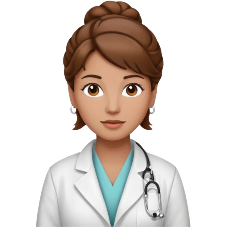 healthcare instructor standing up brown hair updo emoji