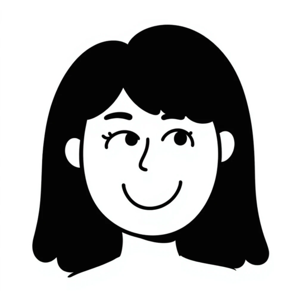 cute girl face, hand-drawn doodle style, simple lines, smiling emoji