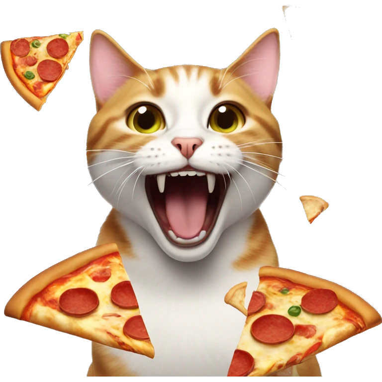 cat with pizza screaming emoji