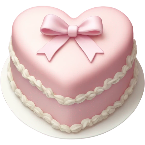 Pastel pink heart shaped cake with fancy white icing and bows emoji