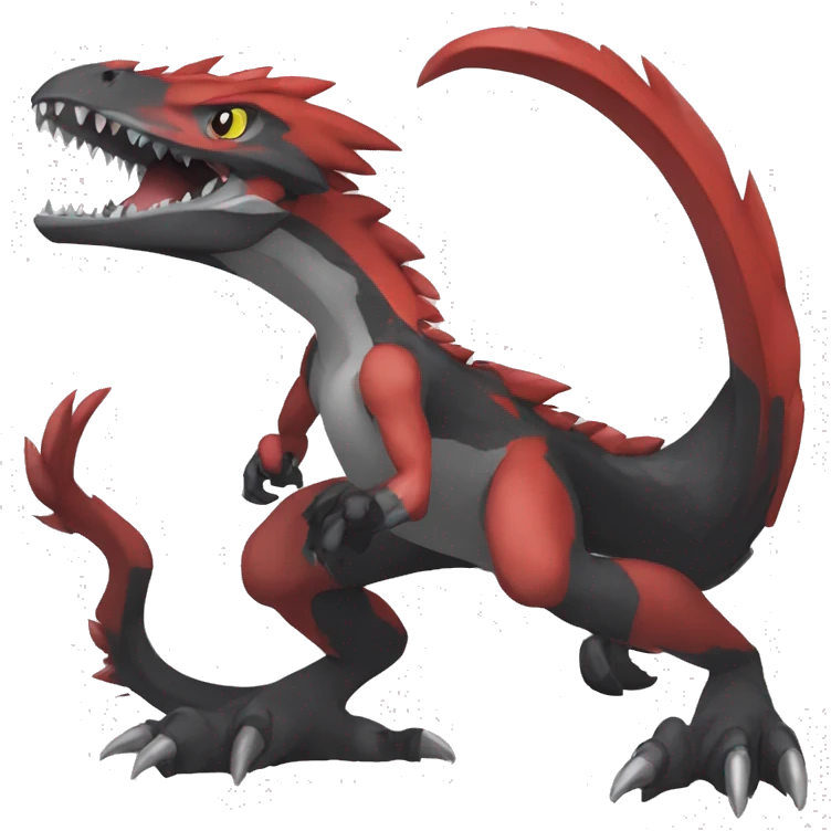  Cool Edgy Black Red Grey Digimon-Fakemon-Raptor-Reptile full body emoji