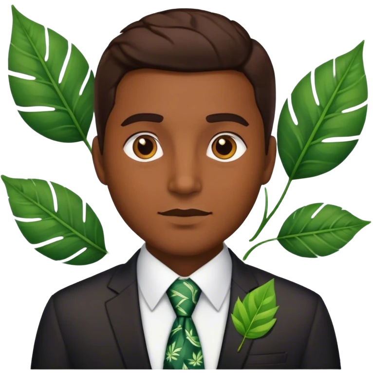 man tie with leaf emoji