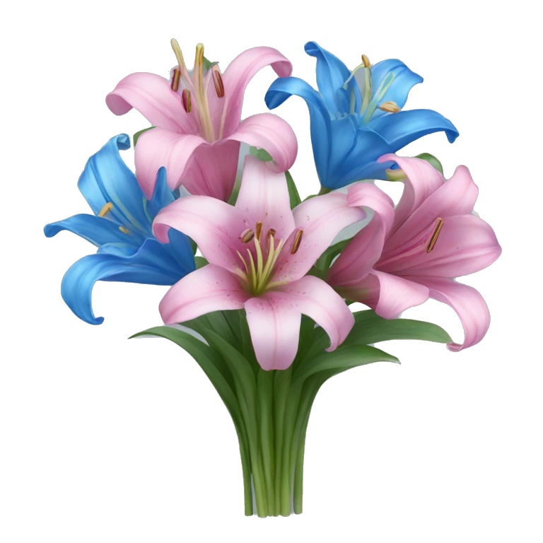 Bouquet of pink and blue lilies emoji