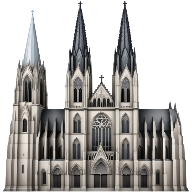 Cinematic Realistic Cologne Cathedral Landmark Emoji, showcasing Gothic architecture rendered with detailed stone textures and majestic, dynamic lighting. two tall  tall towers on the left side and an opening on the lower right emoji