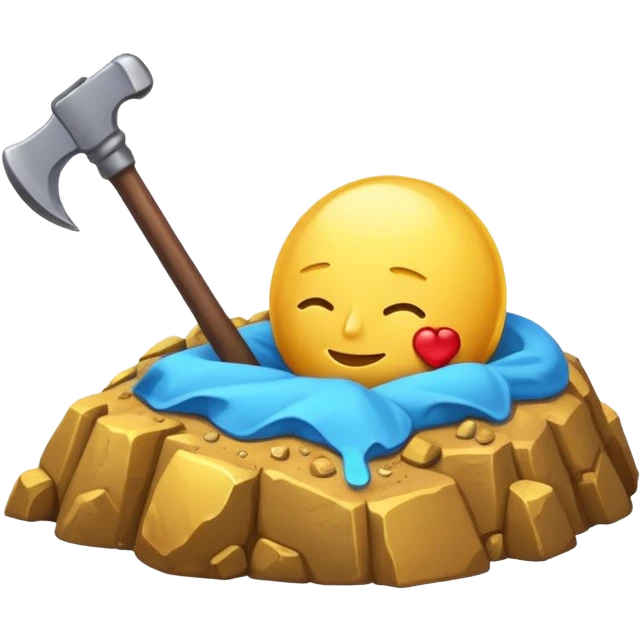 sleeping emoji with a thought bubble showing a pickaxe and a gold mine emoji